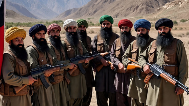 Ilustrasi milisi di Afghanistan. (Meta AI)